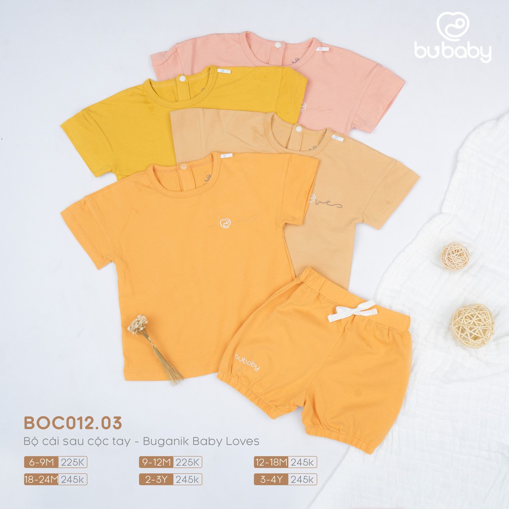 [New Items] Bộ cộc tay cài sau Buganik Baby Loves bé gái BOC012.03 Bu