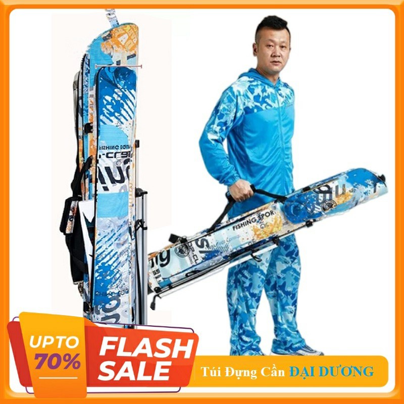 Túi Đựng Cần Câu ĐẠI DƯƠNG 2 ngăn 1m25 dạng cứng chuyên bao đựng cần câu tay phụ kiện câu đài - Đồ Câu DHS
