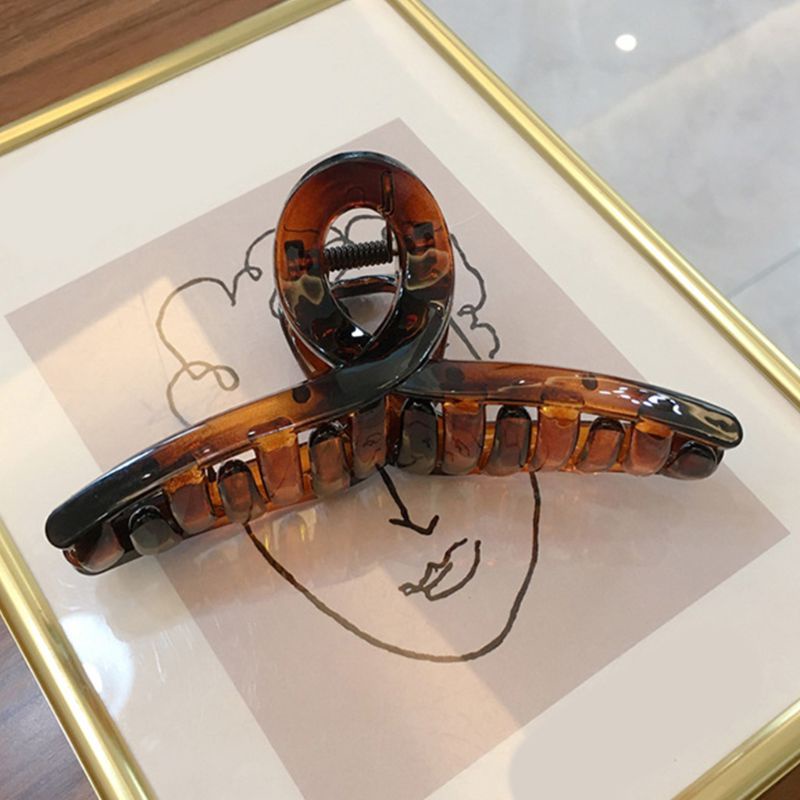 Kẹp Tóc Đuôi Ngựa Bằng Nhựa Trong Suốt Chống Trượt Màu Hổ Phách Phong Cách Hàn Quốc Cho Nữ