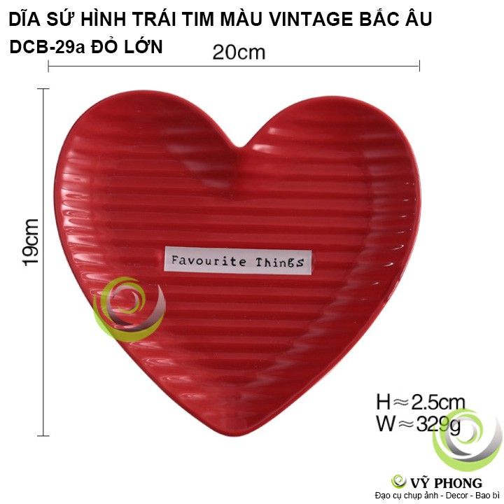 DĨA SỨ HÌNH TRÁI TIM MÀU VINTAGE PHONG CÁCH BẮC ÂU NORDIC TRANG TRÍ BẾP CHỤP HÌNH ĐẠO CỤ CHỤP ẢNH SẢN PHẨM INS DCB-29