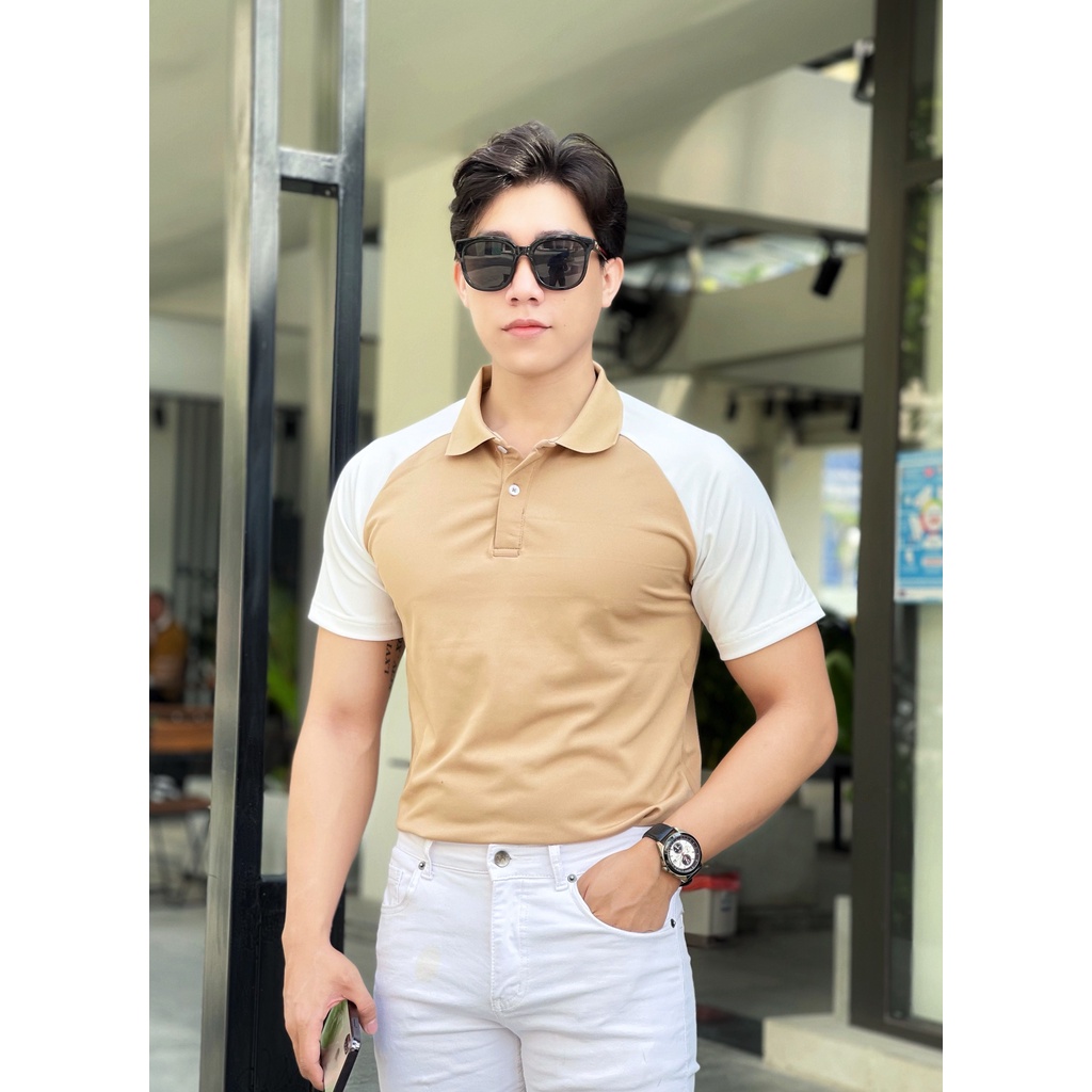 Áo polo nam cổ bẻ phối tay trắng chất vải cá sấu Cotton xuất xịn,chuẩn form, sang trọng - thanh lịch TB049