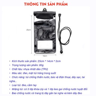 Túi đựng điện thoại chống nước D019 loại lớn bao chống nước điện thoại trong suốt Phặn Phặn
