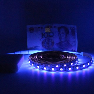 Dải Đèn LED UV 5050 SMD 60leds / m 395-405nm Ánh Sáng Tím Sử Dụng Pin