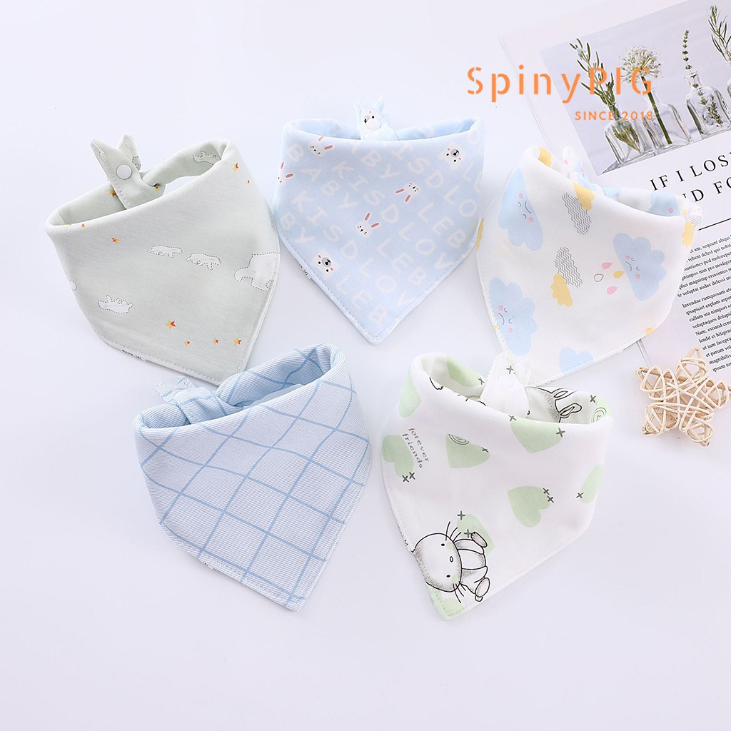 Set 5 chiếc yếm tam giác cho bé 100% cotton cực kỳ mềm mại 2 nấc cúc bấm dễ điều chỉnh nhiều màu sắc