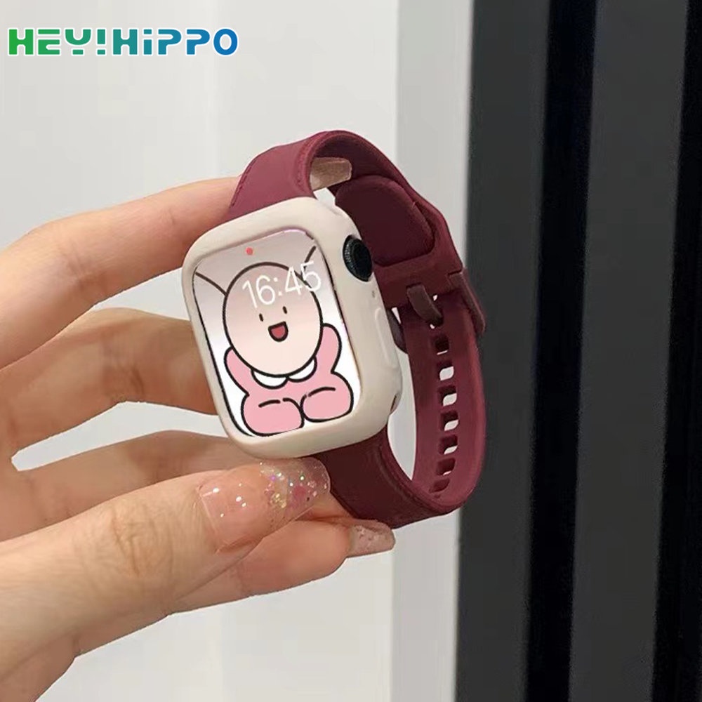 Dây Đeo Silicone Kèm Ốp Bảo Vệ Cho Đồng Hồ Thông Minh iwatch 45 / 44 / 42 / 41 / 40 / 38mm Series 8 7 6 SE 5 4 3