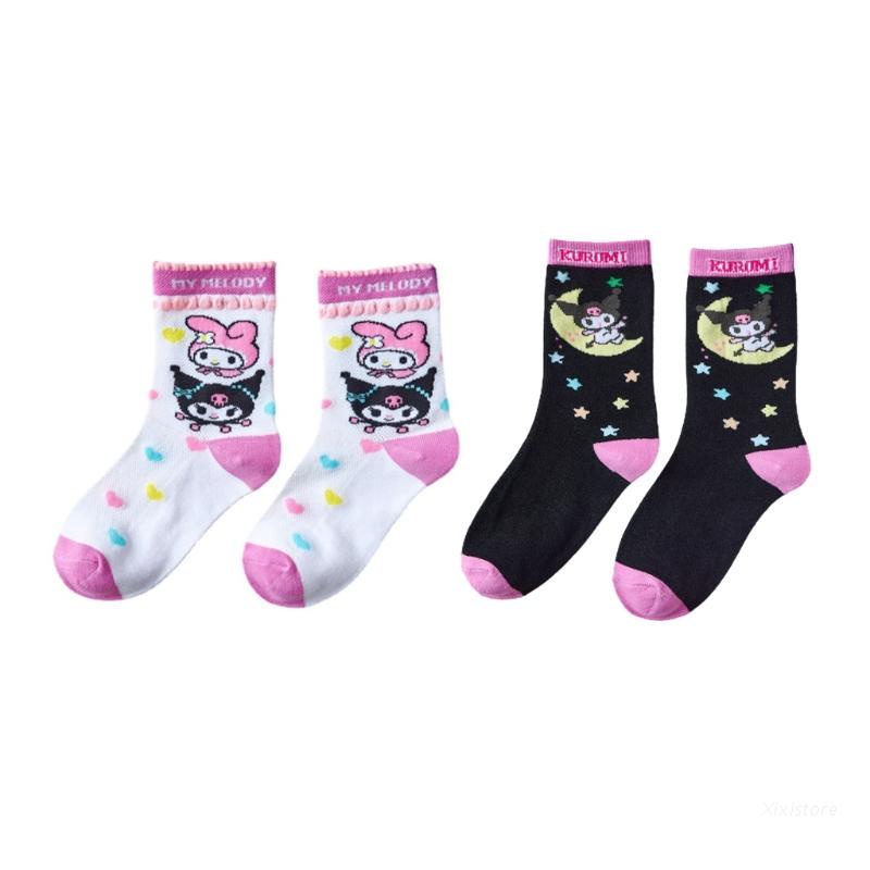 Vớ cổ cao thời trang in họa tiết hoạt hình nhiều màu sắc phong cách Harajuku Nhật Bản cho nữ