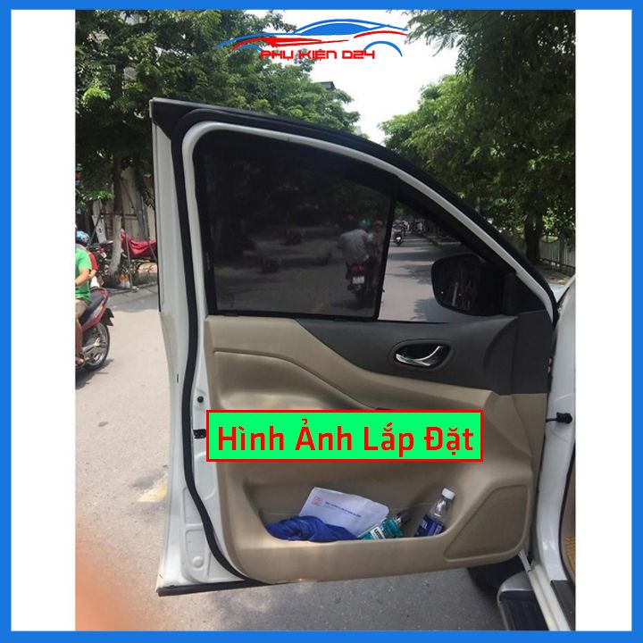 Bộ 4 rèm chắn nắng nam châm Navara 2016-2017-2018-2019-2020 khung cố định chống tia UV