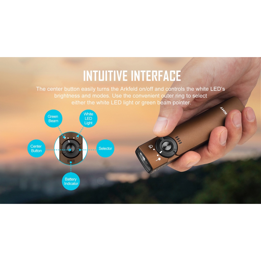 Đèn pin OLIGHT ARKFELD sáng 1100 lumen chiếu xa 101m pin sạc 1050mAh kèm theo