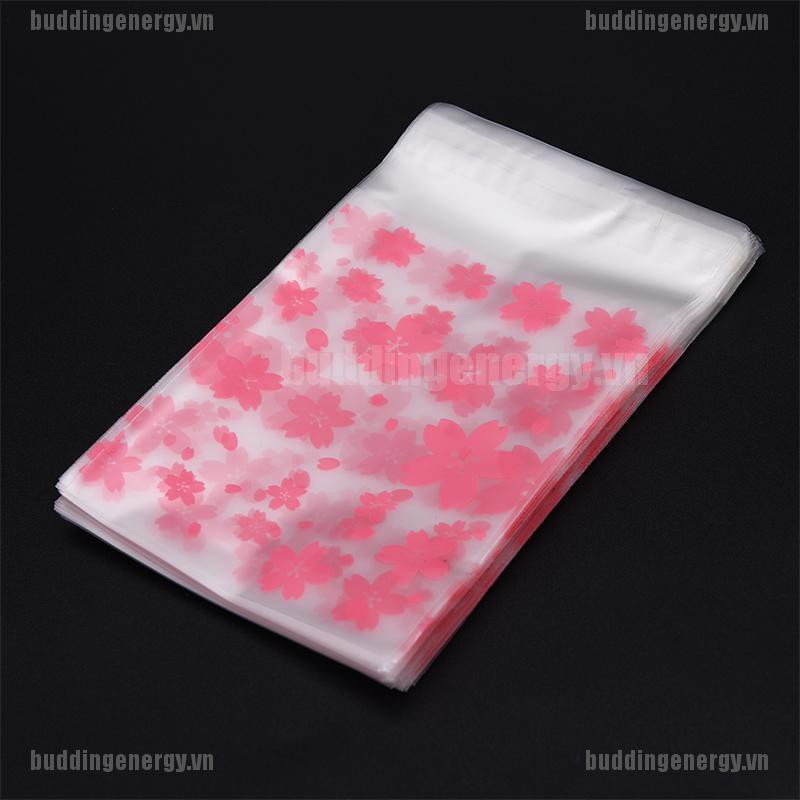 Bộ 100 Túi Nhựa Đựng Bánh Kem Hình Hoa Anh Đào Dễ Thương