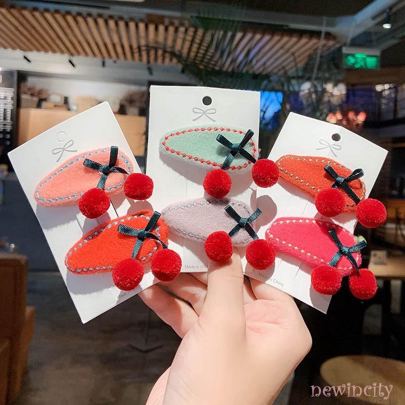 Korean Girls Hairpins Kids Casual Fashion Cute Cherry Durable Air Accessories Barrettes Hairpins