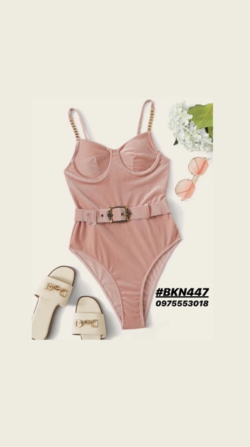 [BKN447] <ÂU> BODYSUIT NHUNG TĂM KÈM BELT RỜI QUAI XÍCH (CÓ GỌNG) | BigBuy360 - bigbuy360.vn