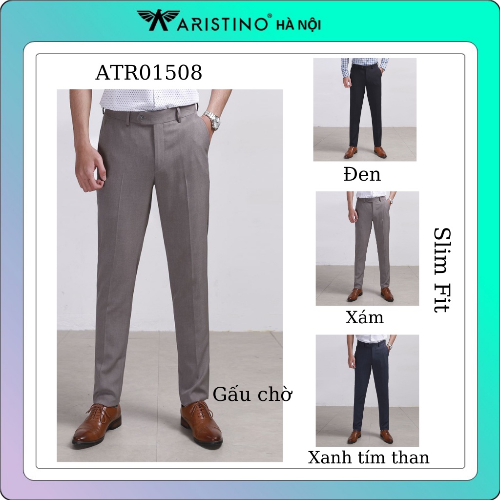 Quần âu nam Aristino  thấm hút mồ hôi mềm mát , chống tia UV from slim ATR01508