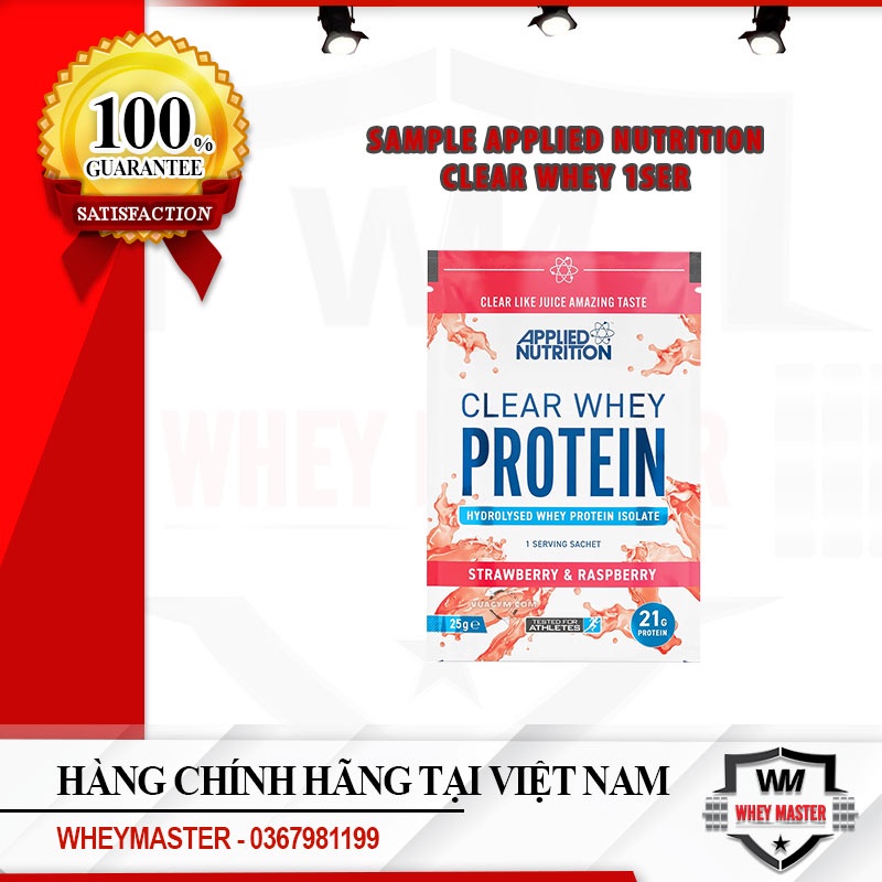 CLEAR WHEY PROTEIN MÙI VỊ TRÁI CÂY HÃNG APPLIED NUTRITION GÓI 1 LẦN DÙNG KHỬ HOÀN TOÀN MÙI VỊ SỮA