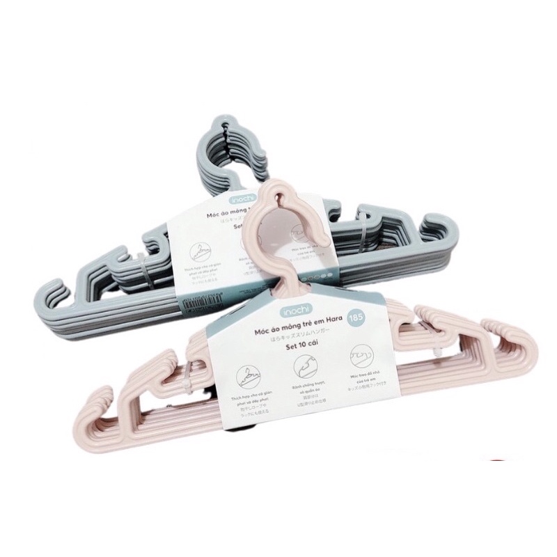 Móc áo mỏng trẻ em Hara Inochi 185 Set 10 móc quần áo trẻ em hara inochi 185