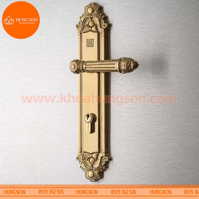 KHÓA TAY NẮM CỬA ĐI ĐỒNG THAU HUY HOÀNG HC 8526 PVD GOLD