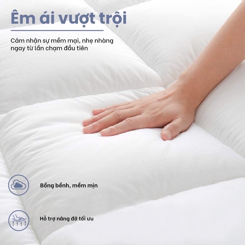 Tấm nệm topper dày 8cm IGUN BEDDING êm ái mềm mịn thoáng khí