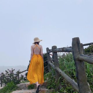 Váy Maxi Vàng Hơ Lưng Đi Biển ( MX02 )