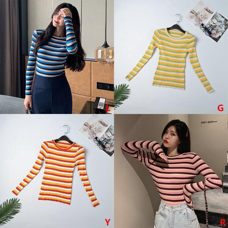 Áo dệt kim nữ kẻ sọc thời trang | BigBuy360 - bigbuy360.vn