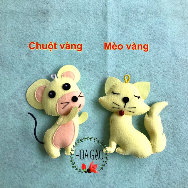 Treo nôi, móc khoá chuột vàng handmade CAO CẤP