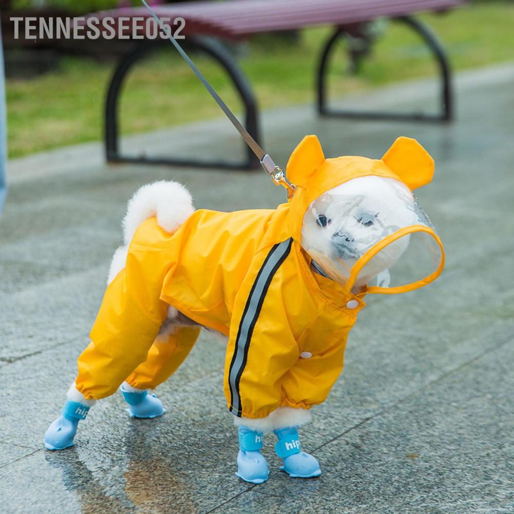 Tennessee052 Khởi động vật nuôi Dễ thương Phim hoạt hình không thấm nước Chó silicone Giày đi mưa có móc và vòng cho Pomeranian Bichon Teddy