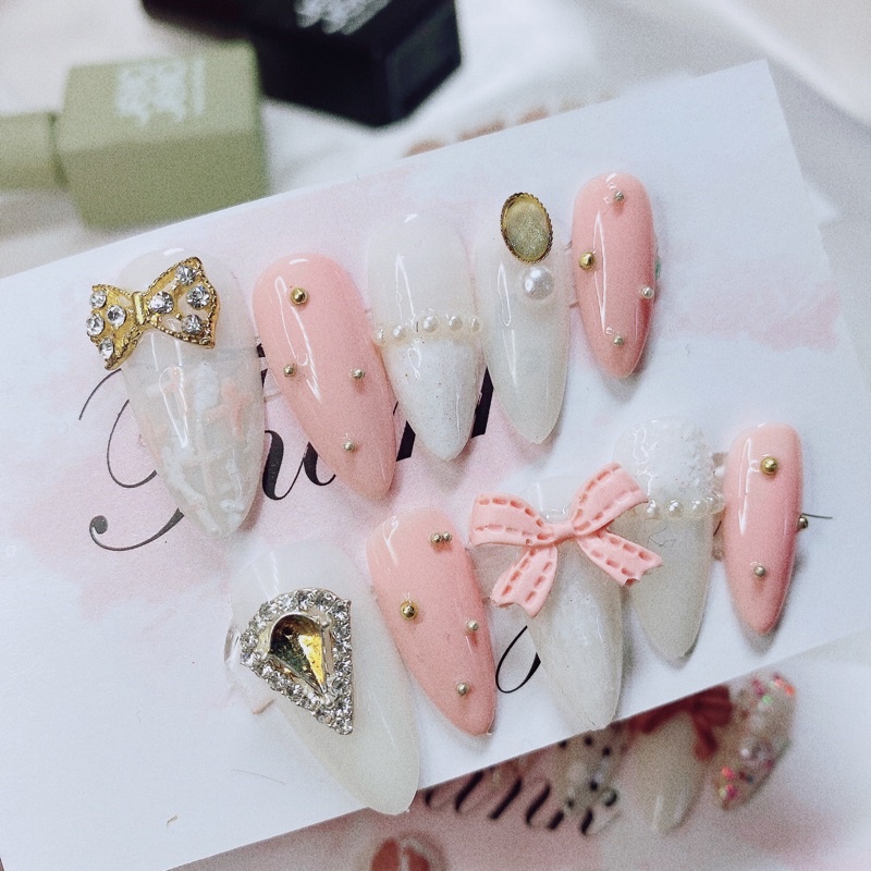 CHARM NƠ GẮN NAIL MÀU HỒNG NHẠT
