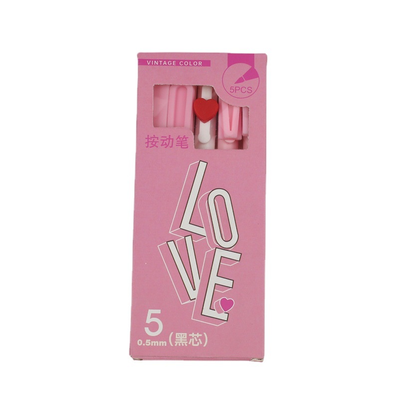 Bộ 5 Bút Mực gel Ngòi 0.5mm Mực Đen Thiết Kế Sáng Tạo Chất Lượng Cao