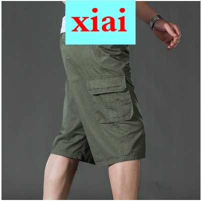 Quần short cotton ống rộng phong cách mùa hè cá tính cho nam trung niên