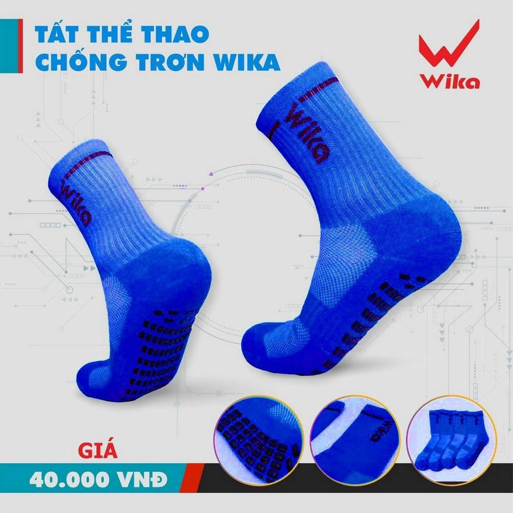 Tất đá bóng chống trơn Wika thể thao dệt kim cổ lửng cao su non bàn chân cao cấp - 2EVSHOP