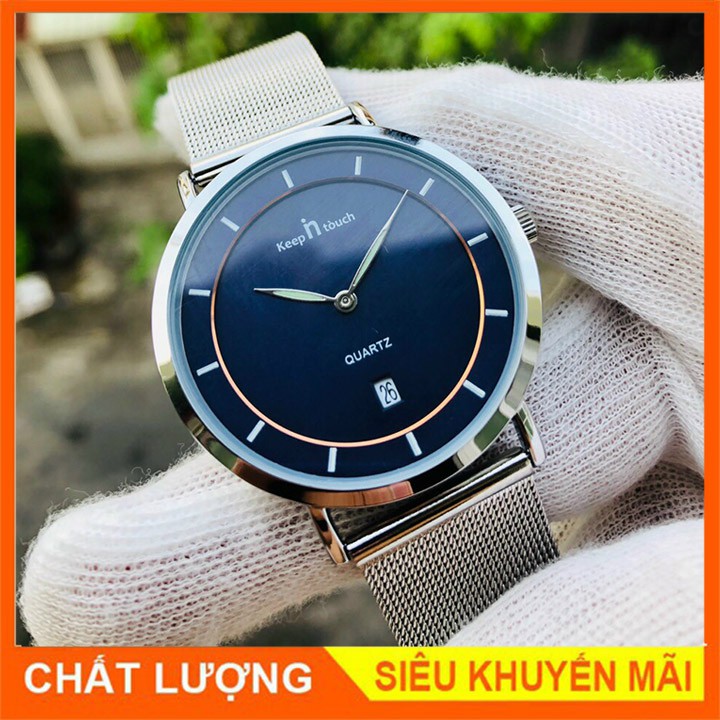 [Máy Nhật - Ảnh thật] Đồng Hồ Nam Dây Lưới Nhuyễn Keep N Touch Cực Đẹp, Kim Dạ Quang Có Lịch Ngày - Bảo Hành 12 Tháng