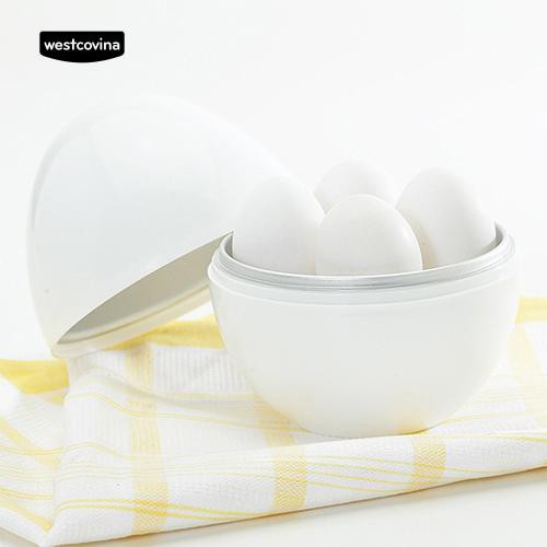 Nồi hấp 4-6 quả trứng hình quả bóng trắng dùng cho lò vi sóng