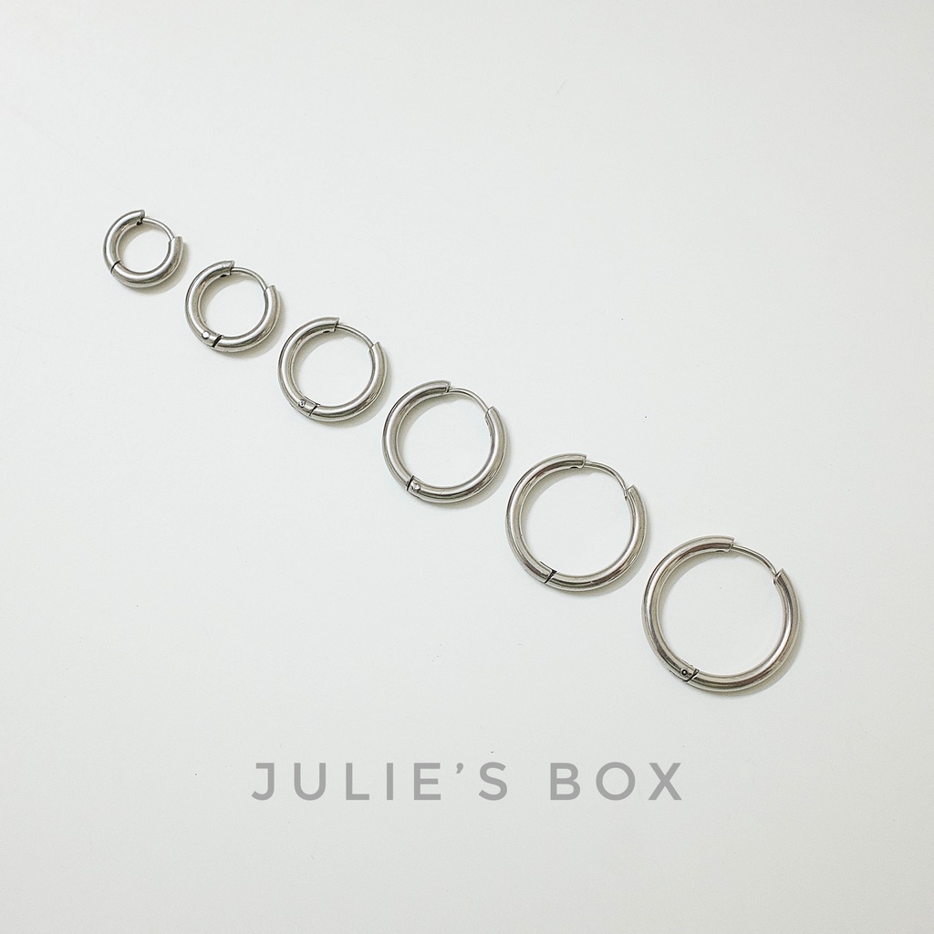 Khuyên Tai Hoop Tròn Nhiều Size Dày 2.5MM Xỏ Nam Nữ Hình Unisex Titanium Không Gỉ Không Ngứa Julies Box 66