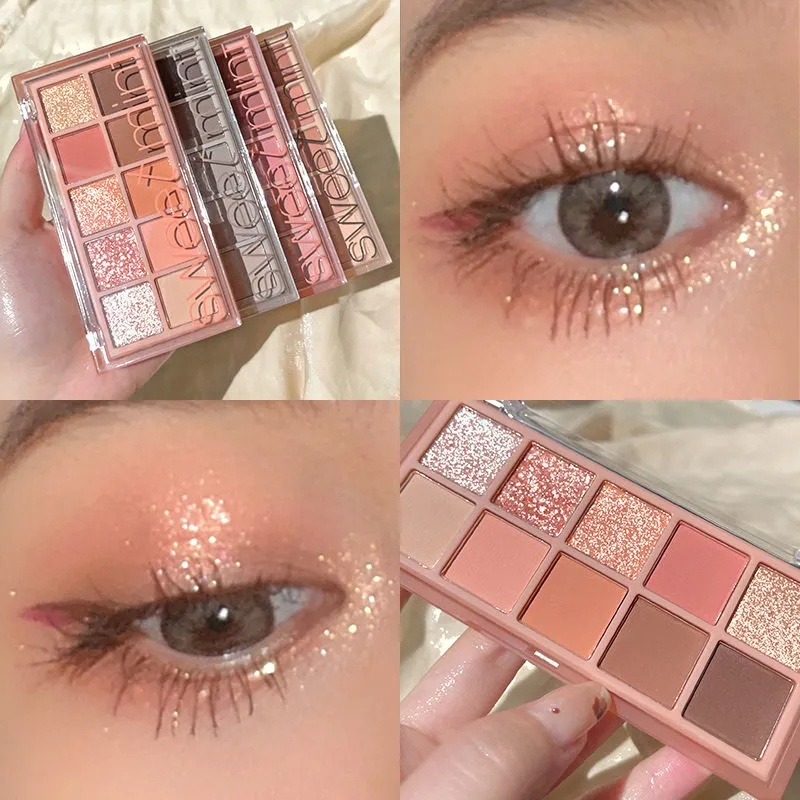 [Hàng mới về] Bảng phấn mắt Sweet Mint 10 màu tông mát mẻ nhũ kim cương trang điểm mắt lấp lánh