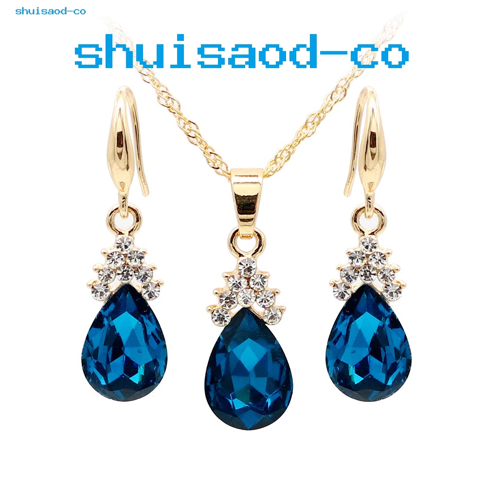 Set Vòng cổ Và Bông Tai Đính Đá Phong Cách Vintage