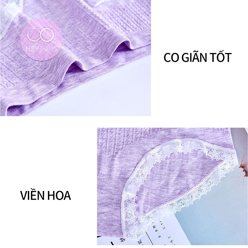 Quần lót nữ cotton viền ren thun gân co dãn tốt thấm hút mồ hôi HEYPANG VN040