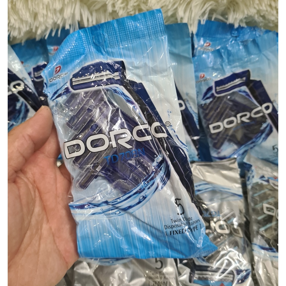 Túi 5 dao cạo dâu Dorco thiết kế tiên tiến lưỡi dao kép kết hợp cùng dải dầu bôi trơn
