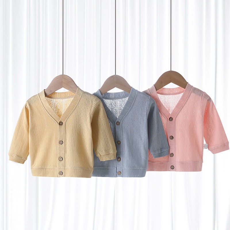 Áo Khoác cardigan Dệt Kim Mỏng Chống Nắng Mùa Hè Thoáng Khí Cho Bé Trai Và Bé Gái Sơ Sinh