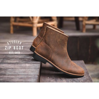 Giày cao cổ nam da bò Steeler chelsea zip boots bảo hành trọn đời uy tín nhất hà nội