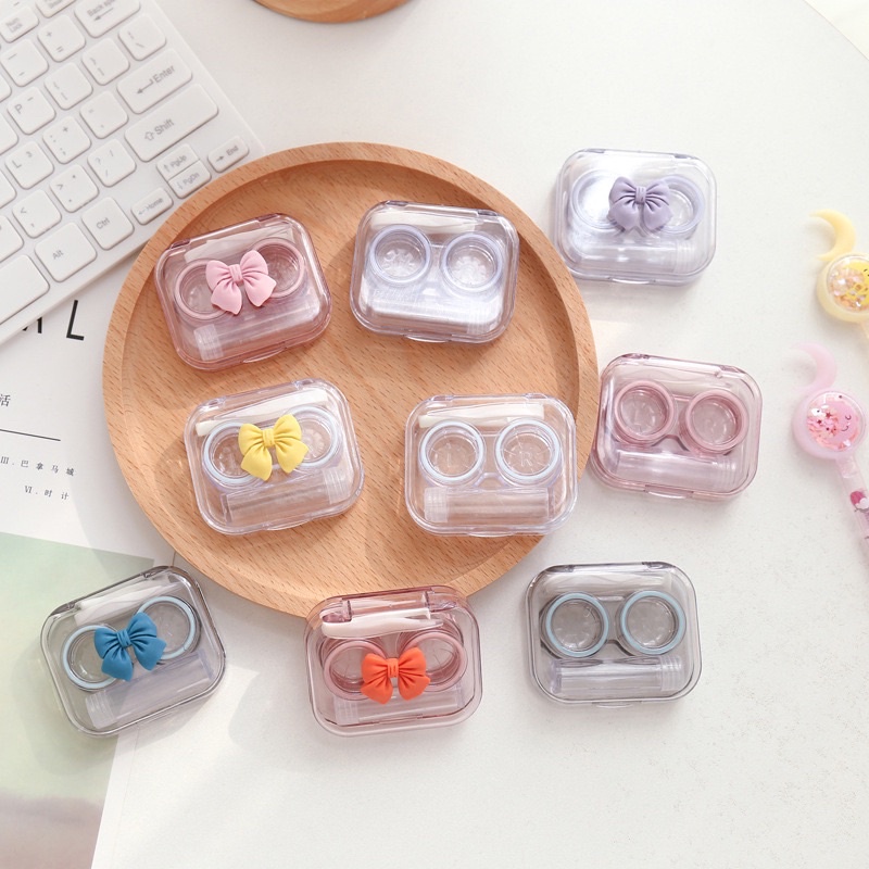 Hộp Đựng Lens Trong Suốt Chống Rò Rỉ Nước Kèm Dụng Cụ Đeo