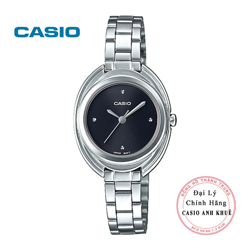 Đồng hồ nữ Casio LTP-E166D-1CDF kim loại mặt oval dây nhỏ