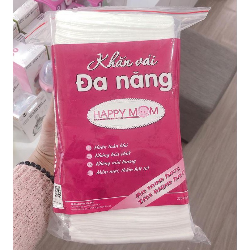 Khăn vải đa năng Happy Mom (loại túi) - 250 chiếc