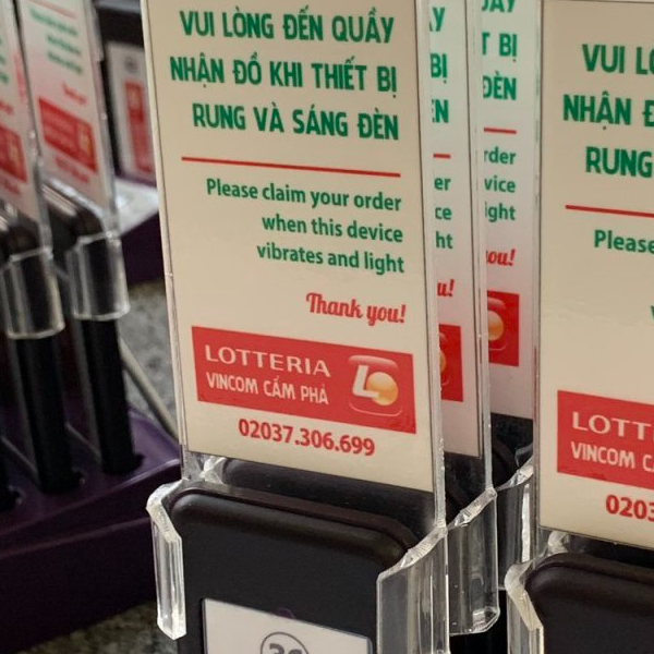 Thẻ Rung Oder Tự Phục Vụ
