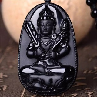 [NHỎ]Mặt Dây Chuyền Phật Bản Mệnh - Bồ Tát Hư Không Tạng cho tuổi Sửu Dần -đá đen 3,5cm x 2,5cm tặng dây chuyền free