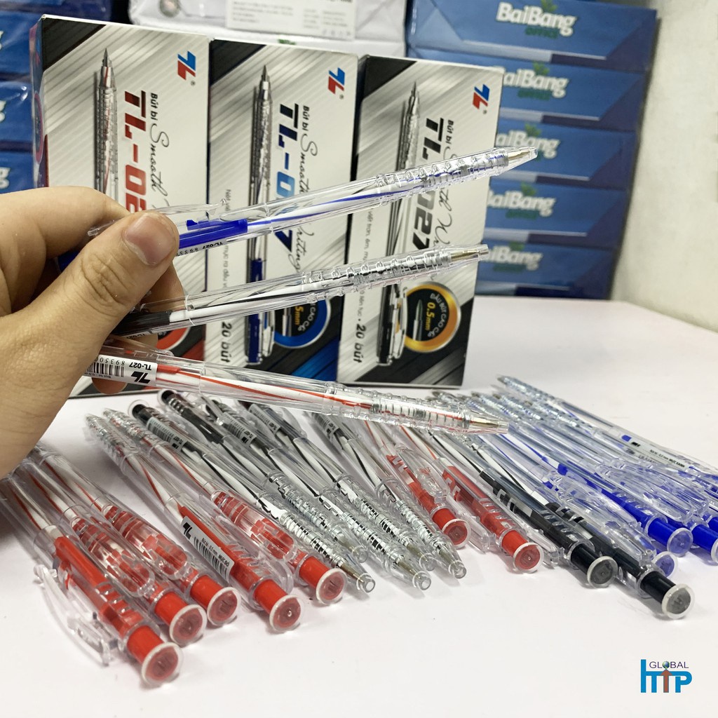 Bút Bi Thiên Long / Bút TL-027 Ngòi 0,5mm 3 Màu Mực Xanh , Đen , Đỏ , Chính Hãng Giá Sỉ Lẻ Siêu Rẻ
