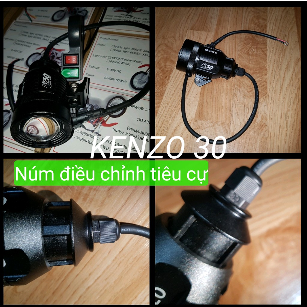 Đèn trợ sáng KENZO KZ30 điều chỉnh được tiêu cự sáng-tặng công tắc CtTLaipass