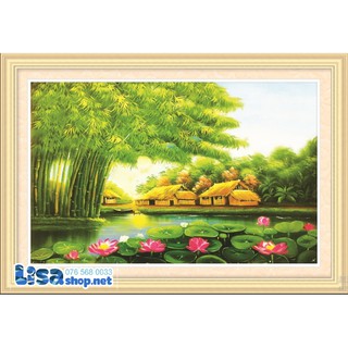 Tranh đính đá ĐỒNG QUÊ 77580 (82x52cm) chưa đính