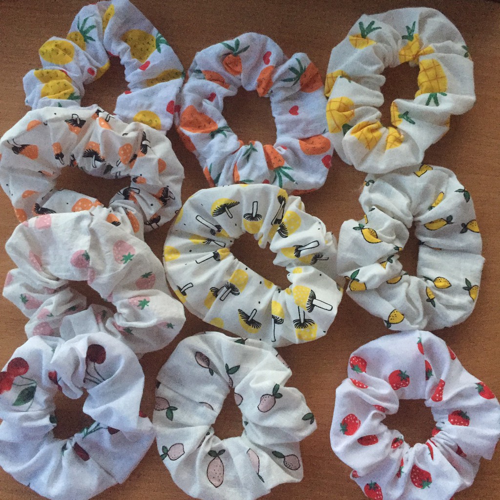 Dây buộc tóc, cột tóc scrunchies hình hoa quả dễ thương
