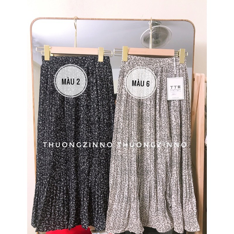 Chân váy hoa xếp li nhỏ Chân váy hoa nhí vintage dáng dài hàng Quảng Châu | BigBuy360 - bigbuy360.vn