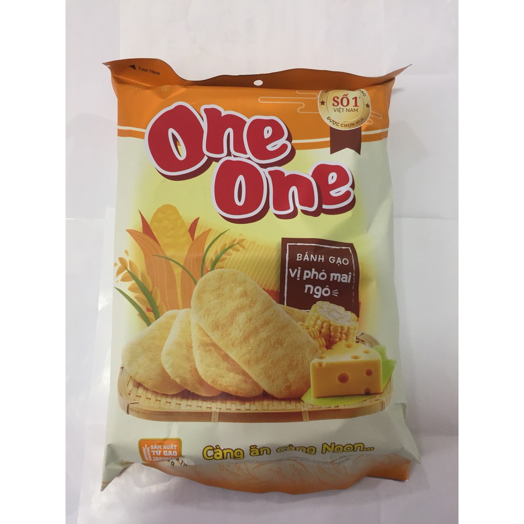 Bánh gạo One One vị phô mai ngô - Vị sữa ngô nhãn hiệu bánh gạo số 1 Việt Nam được chọn mua.