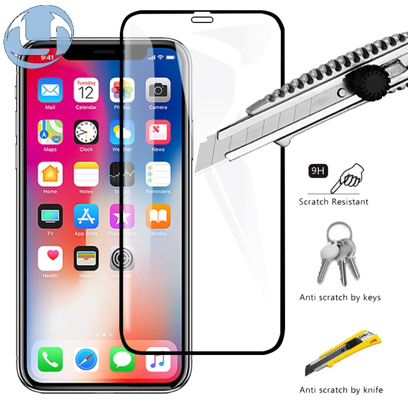 Kính bảo vệ 2 trong 1 9D HD Full Cover cho iPhone 6 6s 7 8 Plus SE 2020 Bảo vệ màn hình cho iPhone X XR XS 11 12 Pro Kính máy ảnh ống kính tối đa