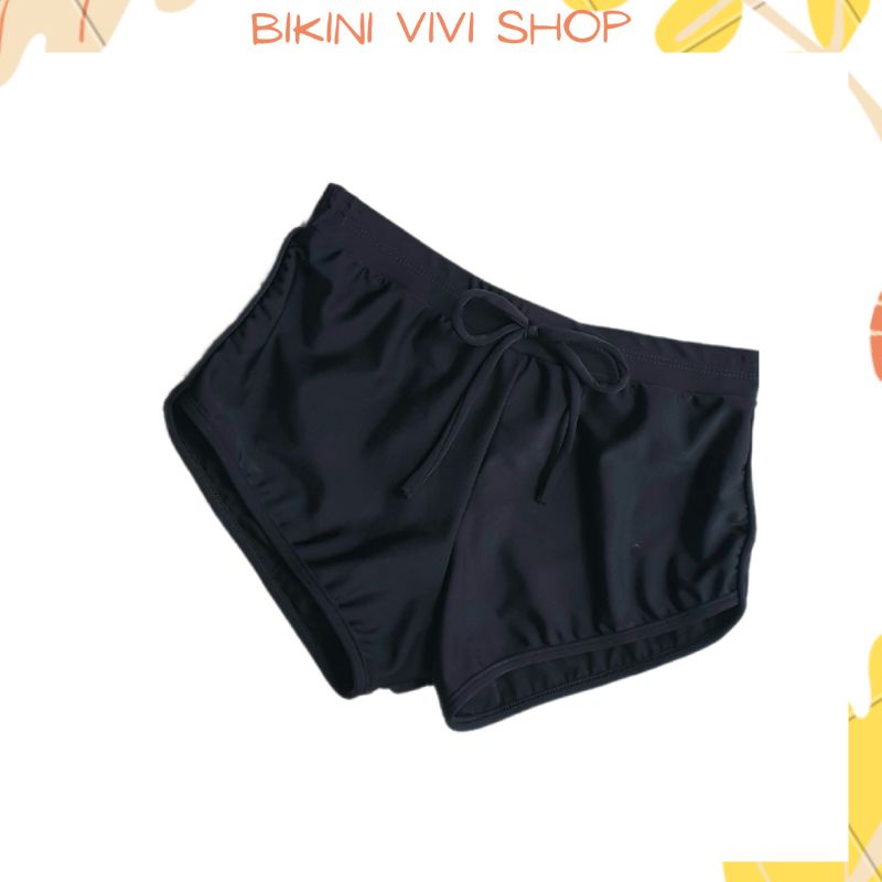 Quần bơi nữ, bikini lẻ quần đùi kín đáo kèm nơ màu đen